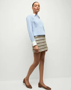 Maia Double-Collar Shirt in Blue Sky/White><noscript><img width=