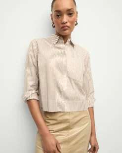 Maia Striped Shirt in>Veronica Beard Sale