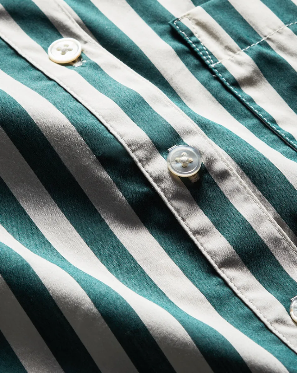 Maia Striped Shirt in Green/White>Veronica Beard Sale