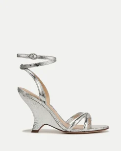 Manuela Sculpted Wedge Metallic Leather Sandal>Veronica Beard Discount