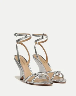 Manuela Sculpted Wedge Metallic Leather Sandal>Veronica Beard Discount