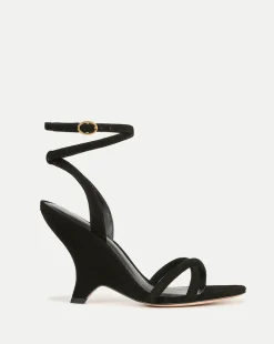 Manuela Sculpted Wedge Suede Sandal>Veronica Beard New