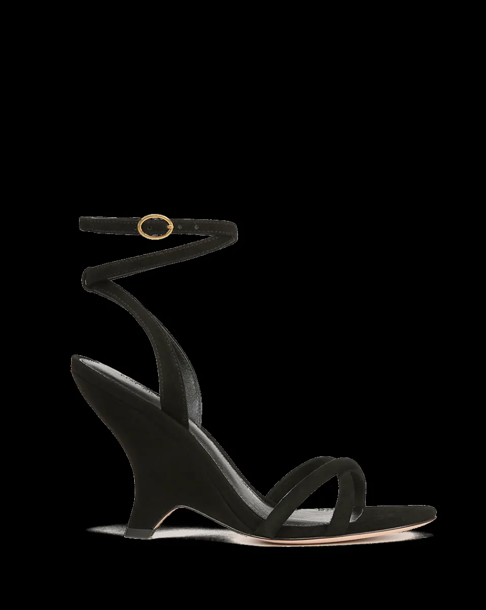 Manuela Sculpted Wedge Suede Sandal>Veronica Beard New