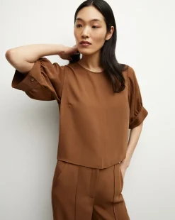 Margaret Matte Crepe Top in Deep Ochre>Veronica Beard Discount