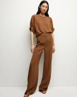 Margaret Matte Crepe Top in Deep Ochre>Veronica Beard Discount