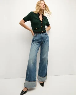 Marie Tweed Cardigan in Dark Green & Black>Veronica Beard Clearance