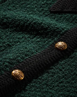 Marie Tweed Cardigan in Dark Green & Black><noscript><img width=