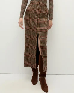 Maxine Plaid Maxi Skirt in Camel & Black>Veronica Beard New