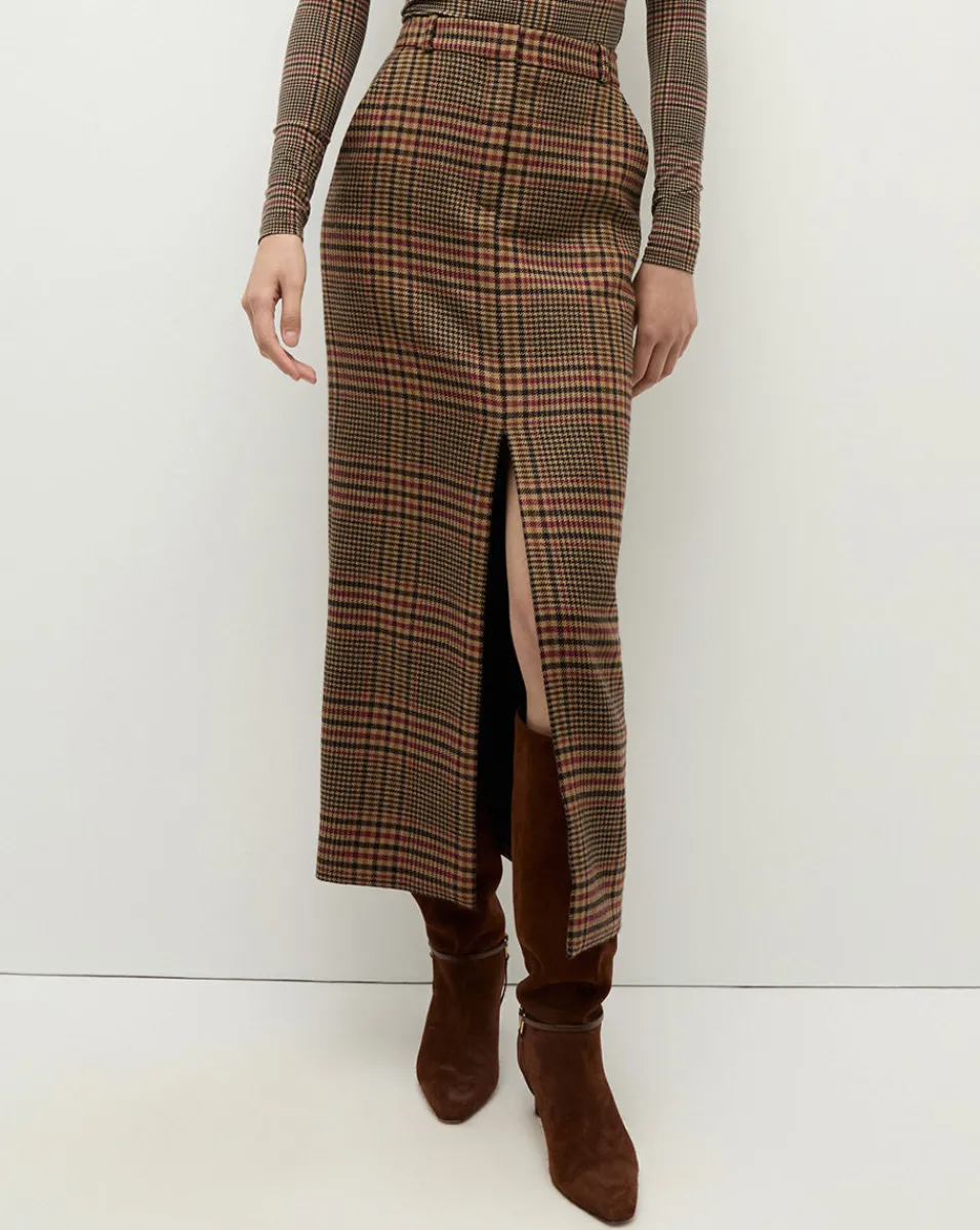 Maxine Plaid Maxi Skirt in Camel & Black>Veronica Beard New