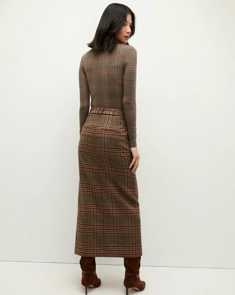 Maxine Plaid Maxi Skirt in Camel & Black>Veronica Beard New