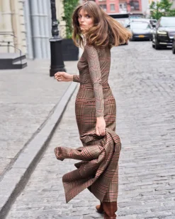 Maxine Plaid Maxi Skirt in Camel & Black><noscript><img width=