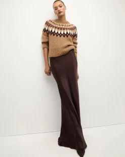 Medina Silk Skirt in Dark Chocolate>Veronica Beard Outlet