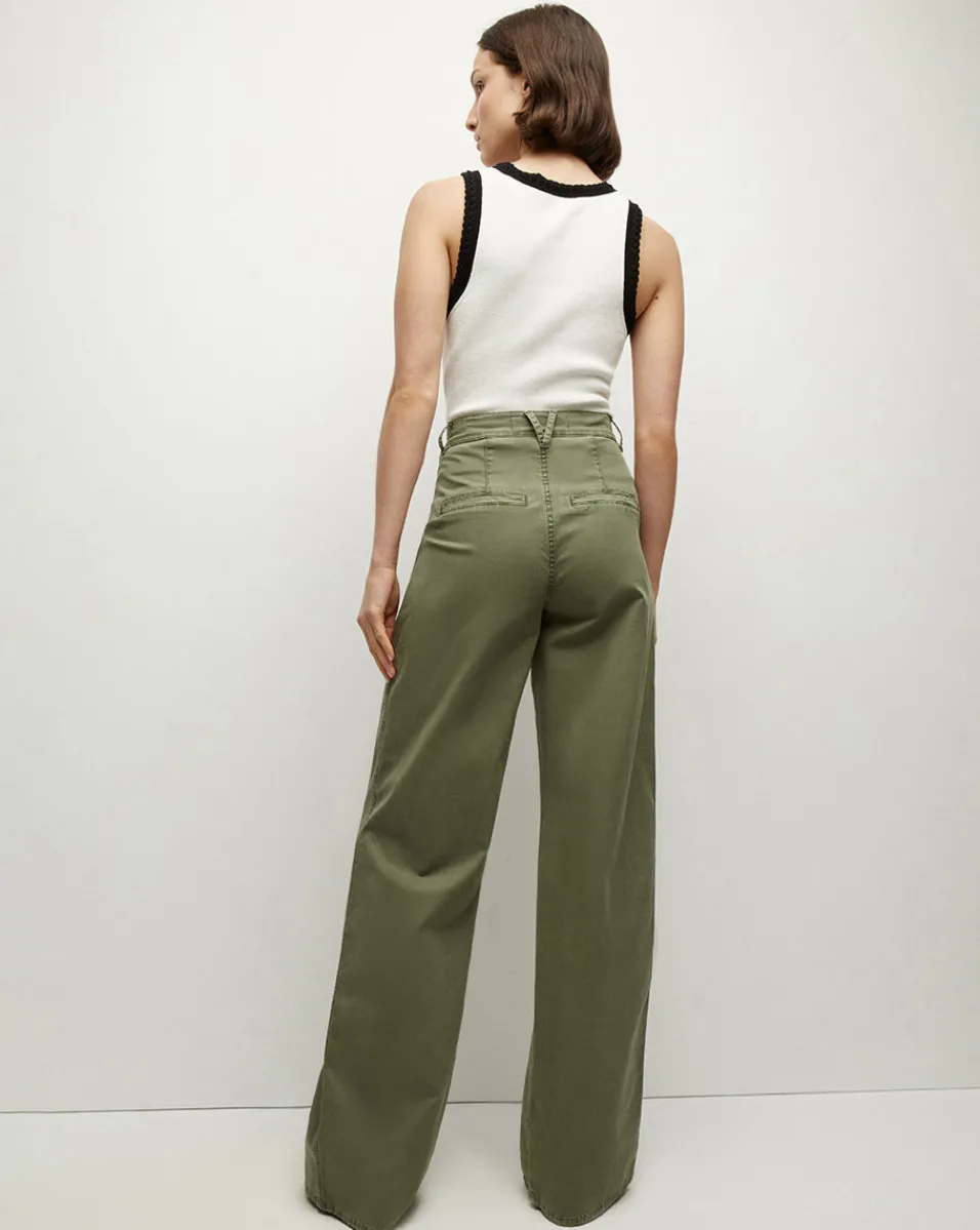 Mia Wide-Leg Pleated Pant in Stone Army>Veronica Beard