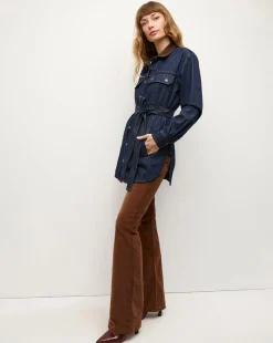 Mikaela Shacket With Cord Collar in Indigo Rinse><noscript><img width=