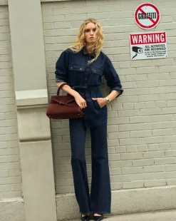 Mikaela Shacket With Cord Collar in Indigo Rinse><noscript><img width=