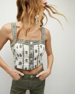 Milton Floral Square-Neck Crop Tank>Veronica Beard Outlet