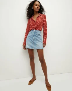 Monique Polka-Dot Top in Brick Red/Ecru>Veronica Beard Online