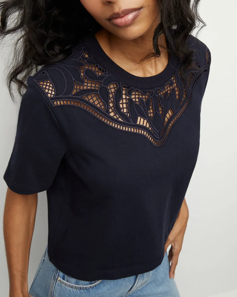 Monty Cotton Cropped Tee in>Veronica Beard Sale