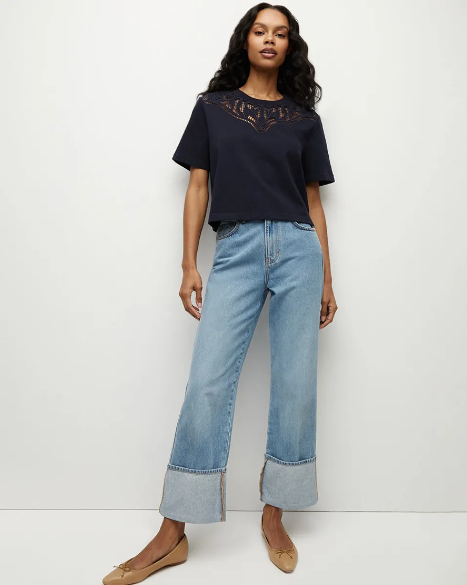 Monty Cotton Cropped Tee in>Veronica Beard Sale