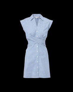 Nagano Shirtdress in Blue & White Stripe><noscript><img width=