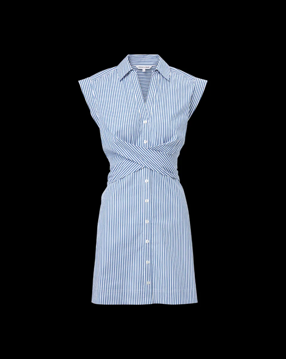 Nagano Shirtdress in Blue & White Stripe>Veronica Beard Clearance