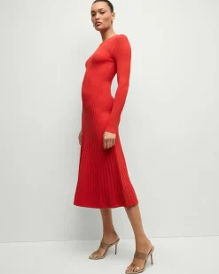 Nami Long Sleeve Sweater Dress in Red><noscript><img width=