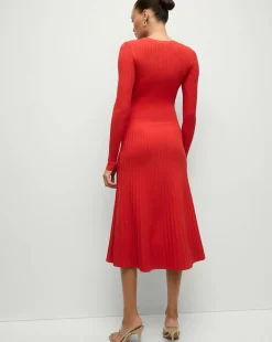 Nami Long Sleeve Sweater Dress in Red><noscript><img width=