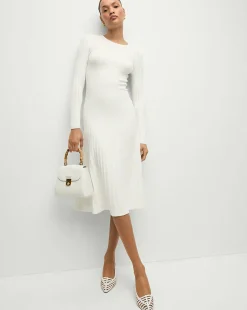 Nami Long Sleeve Sweater Dress in White>Veronica Beard New