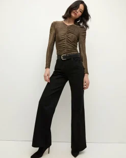 Neeta Ruched Long Sleeve Top in Gold><noscript><img width=
