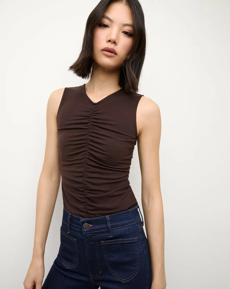 Neeta Sleeveless Top in Dark Chocolate>Veronica Beard Outlet