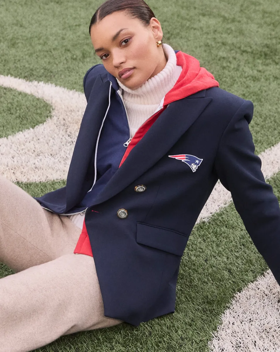 New England Patriots Dickey Jacket in Navy/Silver>Veronica Beard New