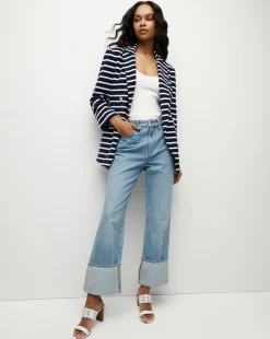 Ortiz Terrycloth Jacket in Marine/Off-White/Blue Surf>Veronica Beard