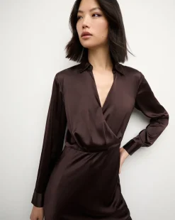 Otis Silk Dress in Dark Chocolate>Veronica Beard Outlet