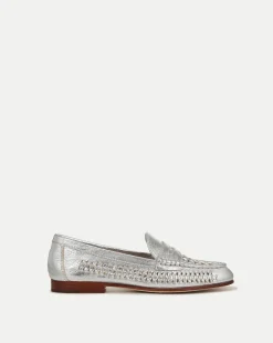 Penny Woven Metallic Leather Loafer>Veronica Beard Sale