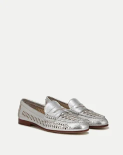 Penny Woven Metallic Leather Loafer>Veronica Beard Sale