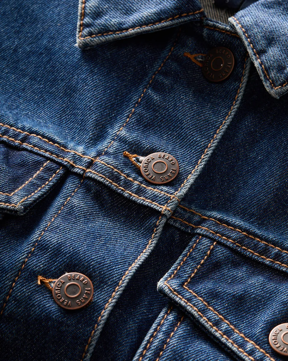 Phila Cropped Denim Jacket in Blue Denim>Veronica Beard Sale