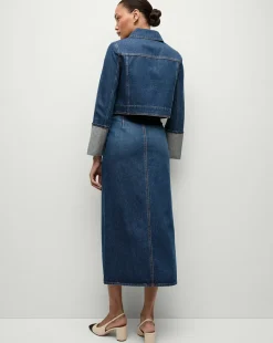 Phila Cropped Denim Jacket in Blue Denim><noscript><img width=