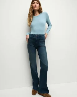 Pruitt Long-Sleeve Top in Light Blue>Veronica Beard Outlet