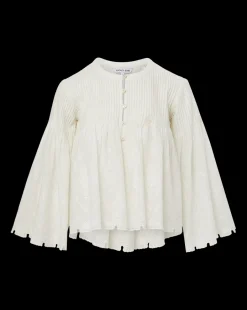 Quimby Bell-Sleeve Cotton Peplum Top><noscript><img width=