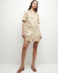 Rafaela Cotton Eyelet Shirtdress in Stone Khaki>Veronica Beard Best
