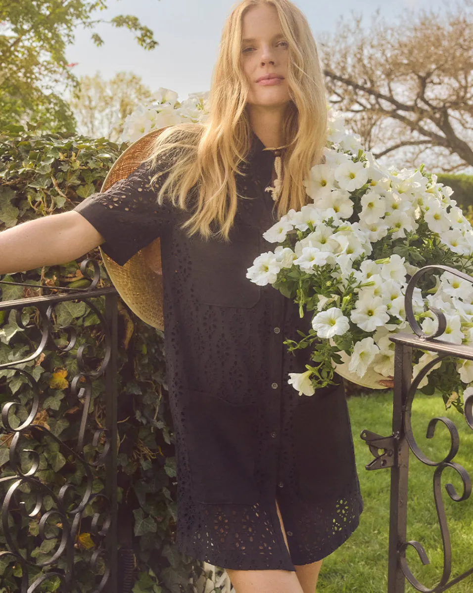 Rafaela Cotton Eyelet Shirtdress in>Veronica Beard Hot