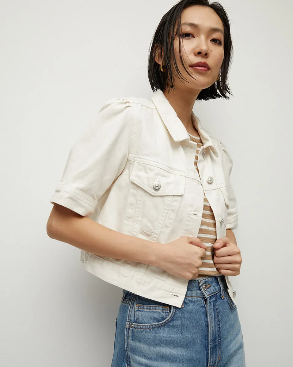 Raina Short-Sleeved Denim Jacket in>Veronica Beard Online