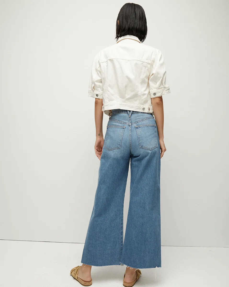 Raina Short-Sleeved Denim Jacket in>Veronica Beard Online