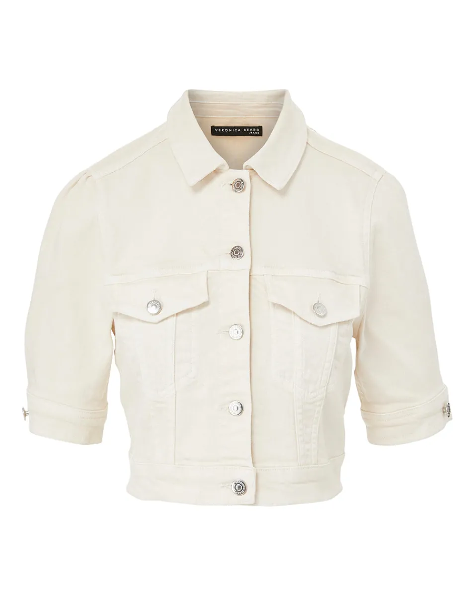 Raina Short-Sleeved Denim Jacket in>Veronica Beard Online