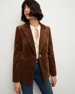 Reagan Corduroy Dickey Jacket in Dark Brown>Veronica Beard Hot