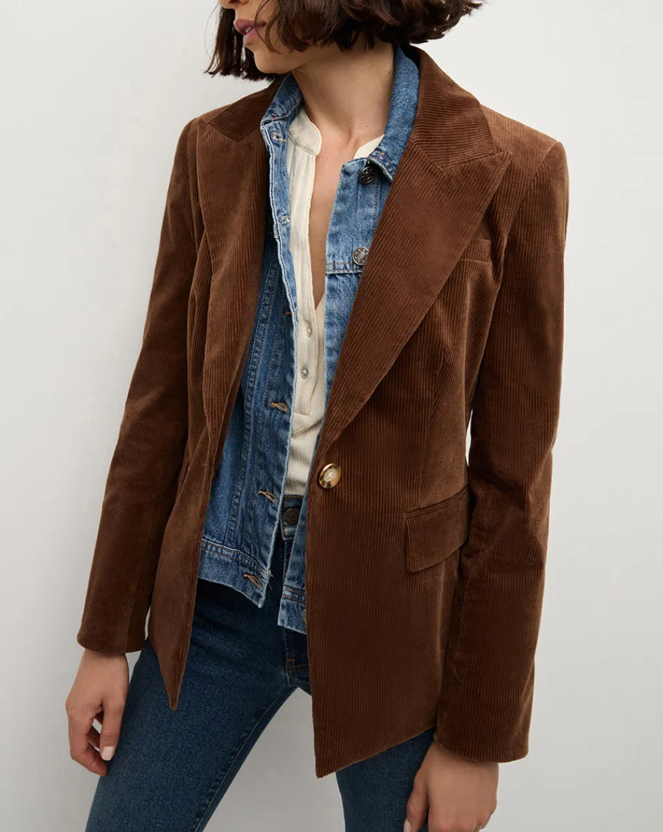 Reagan Corduroy Dickey Jacket in Dark Brown>Veronica Beard Hot