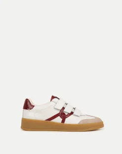Reagan Velcro Sneaker in White & Red>Veronica Beard Hot