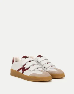 Reagan Velcro Sneaker in White & Red>Veronica Beard Hot