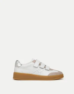 Reagan Velcro Sneakers in White & Silver>Veronica Beard Clearance