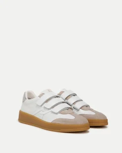 Reagan Velcro Sneakers in White & Silver>Veronica Beard Clearance